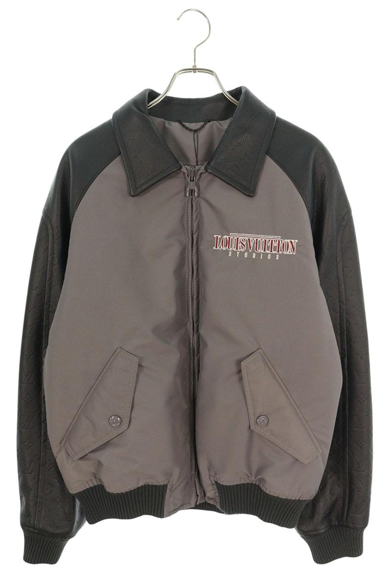 ルイヴィトン LOUISVUITTON　 サイズ:50 23AW RM232 BQV HPL85E アームモノグラムレザー切替バーシティーブルゾン(グレー×ブラック)【810152】【OM10】【メンズ】【中古】bb411#rinkan*S