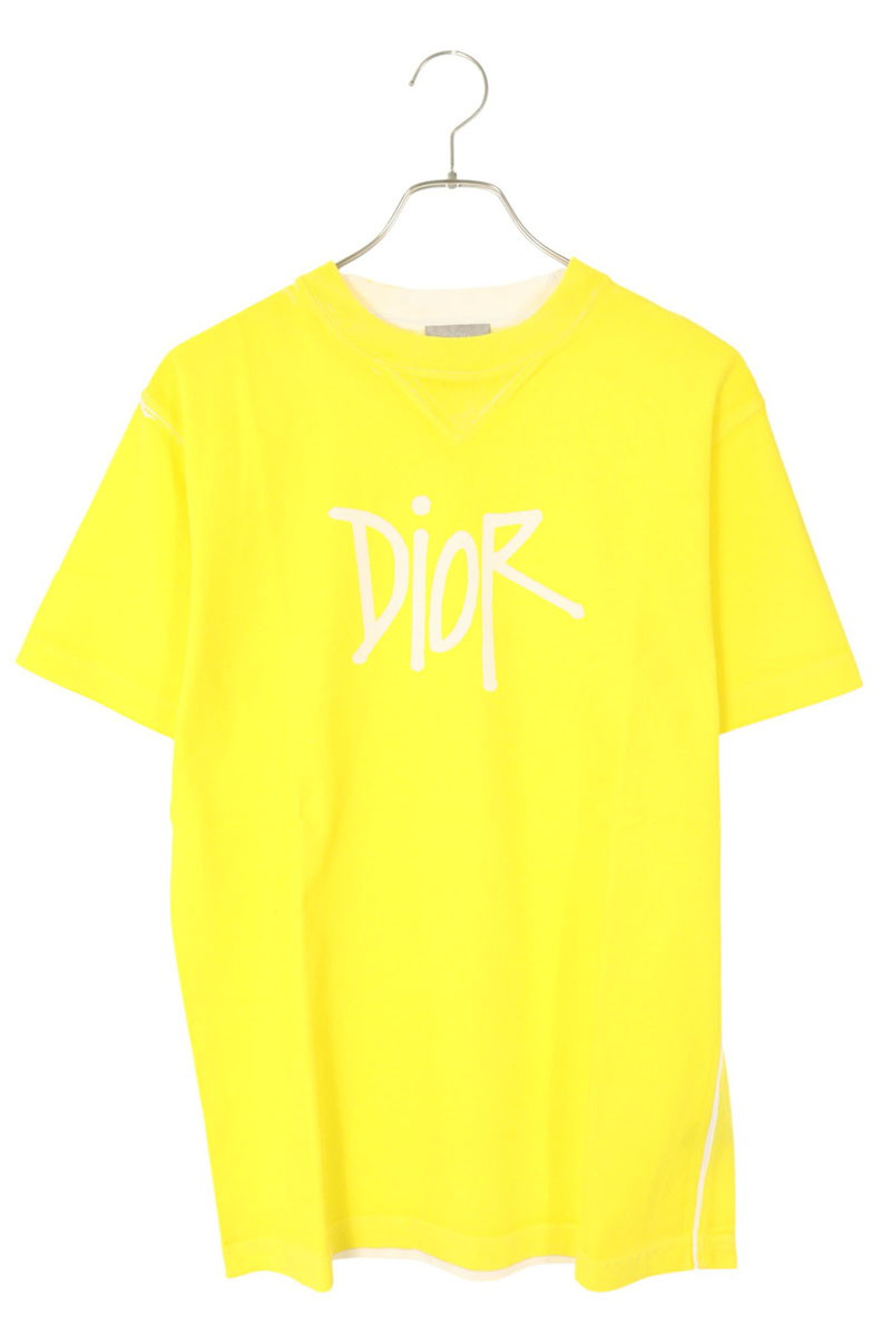 クリスチャンディオール DIOR 大きさ:XXS  20AW  033J625E0554 DIOR AND SHAWNロゴタイプ刷り上げるプルオーバー(黄色)【114062】【OM10】【メンズ】【中古】bb356#rinkan*B