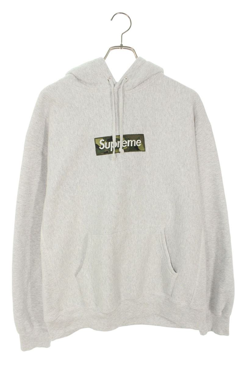 シュプリーム SUPREME　 サイズ:L 23AW Box Logo Hooded Sweatshirt ボックスロゴフーデッドスウェットシャツパーカー(グレー×カーキ)【620152】【OM10】【メンズ】【中古】bb78#rinkan*B