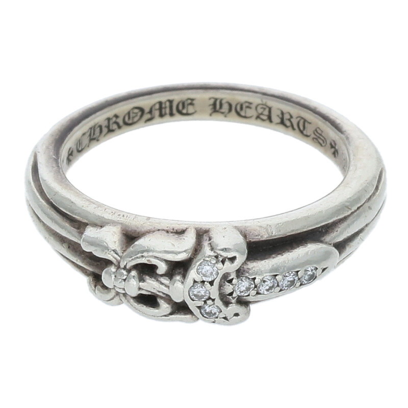 クロムハーツ Chrome Hearts　 サイズ:8.5号 BABY CLSC P D ベイビークラシックダガー PAVEダイヤ シルバーリング(シルバー×クリア 3.97g)【217052】【SJ02】【小物】【中古】bb17#rinkan*B 180,180円