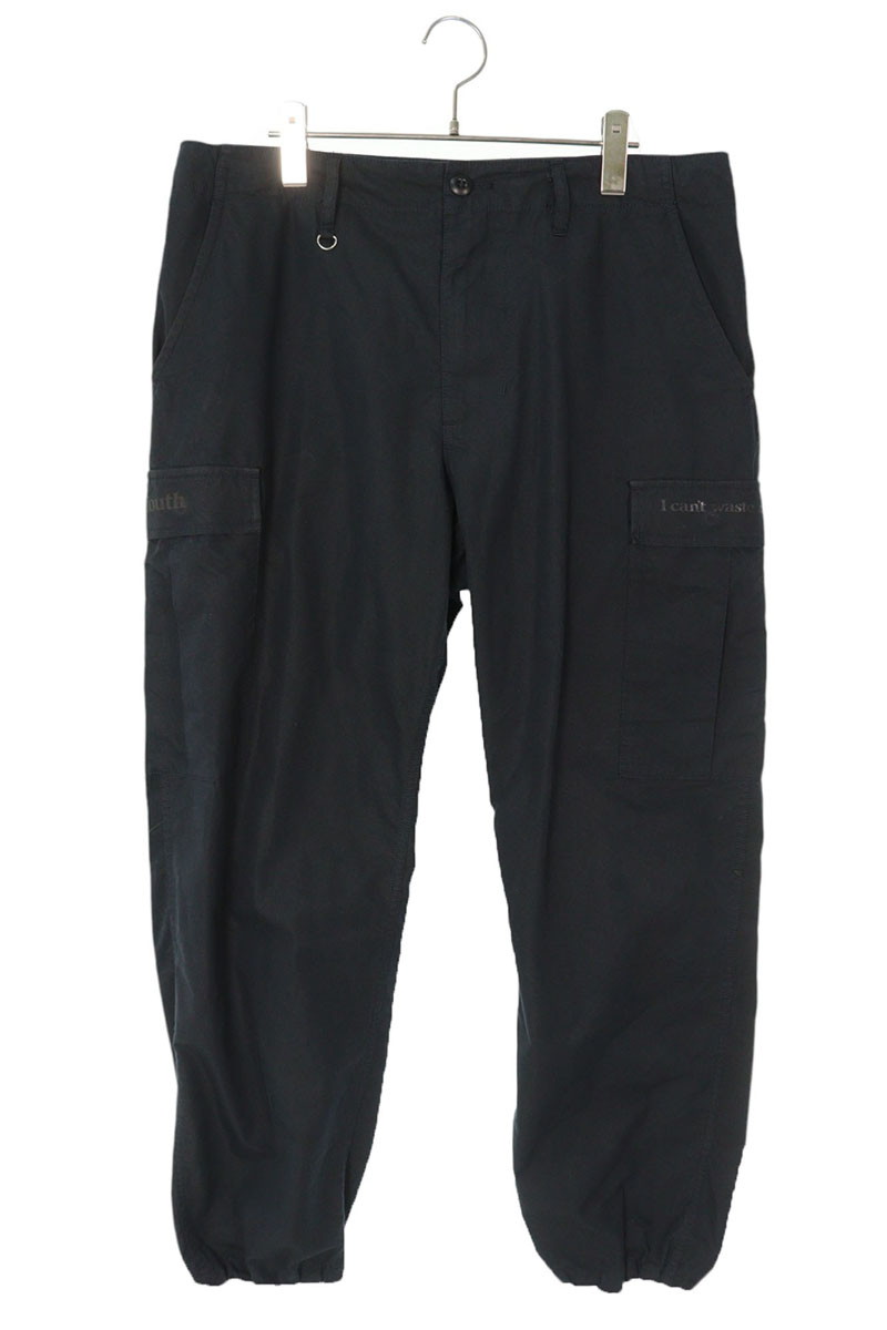 ウェイステッドユース WASTED YOUTH　 サイズ:M メッセージプリントカーゴロングパンツ(ブラック)【108052】【BS99】【メンズ】【中古】bb78#rinkan*B