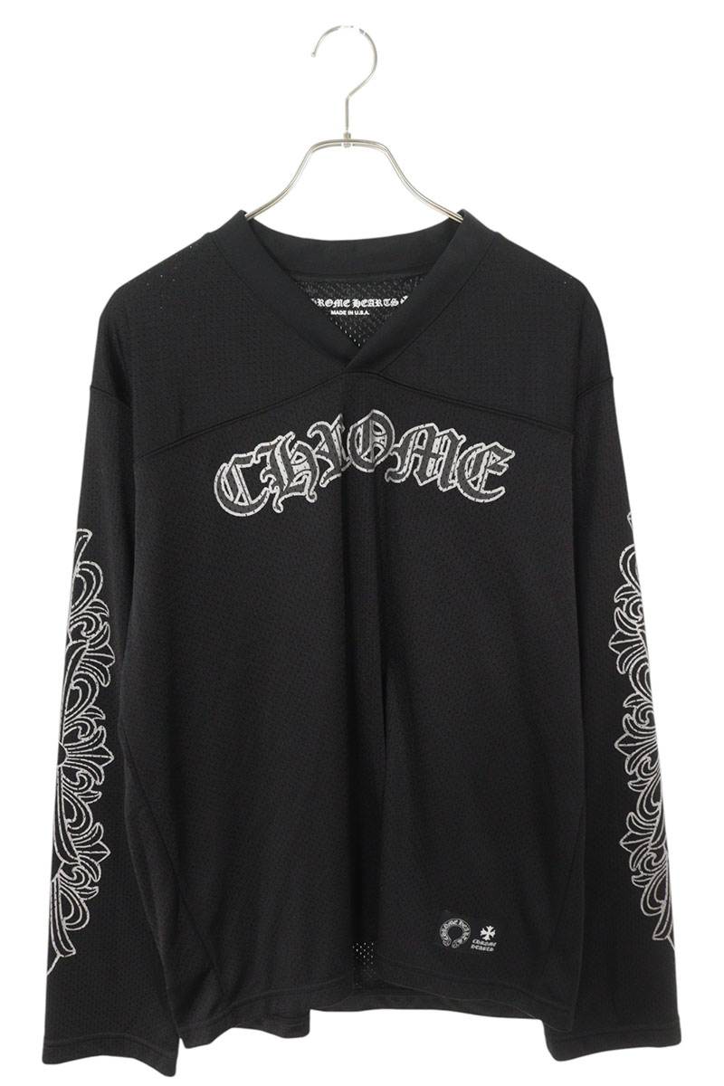 超レアークロムハーツ WARM UP JERSEY ロング M CHROME HEARTS MESH WARM UP JERSEY メッシュ クロス ロンT