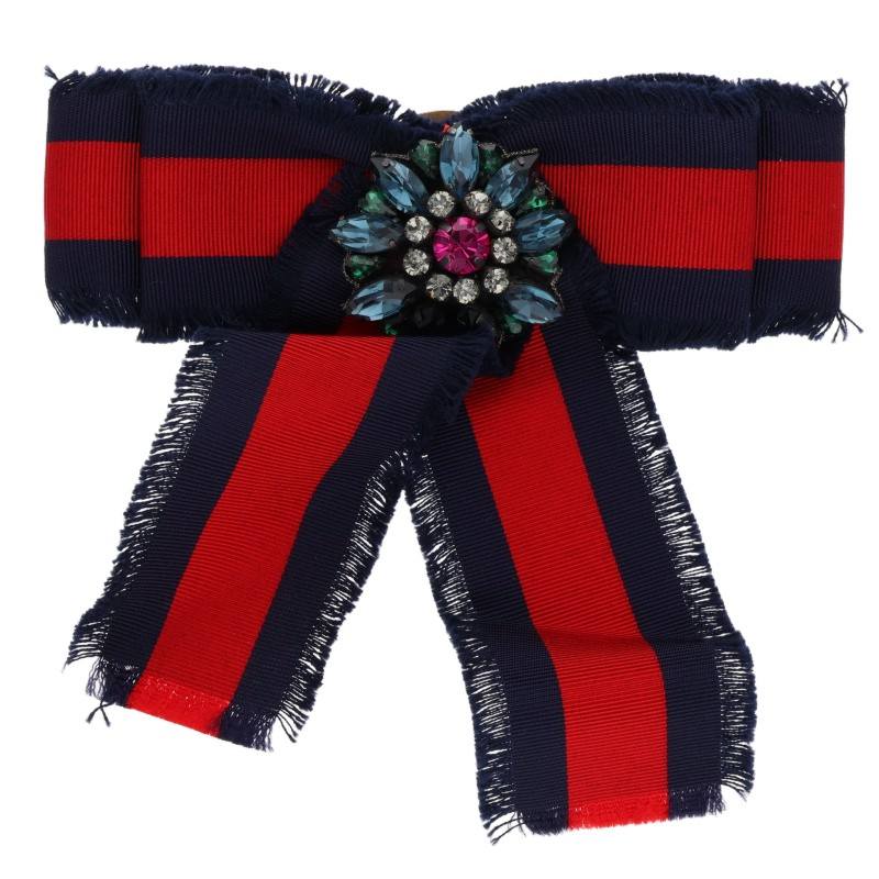 GUCCI　グッチ　グログラン　リボンブローチ　ビジュー　Beeロゴ　ブラック GUCCI グッチ グログラン リボンブローチ ビジュー Beeロゴ