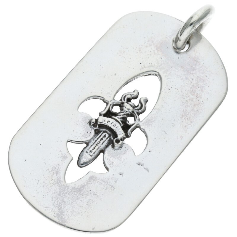 クロムハーツ Chrome Hearts   D TAG LRG FLE DAG フレアダガードッグタグ ラージドッグタグネックレストップ(しろがね色 17.83g)【927052】【NO05】【小物】【中古】bb455#rinkan*B