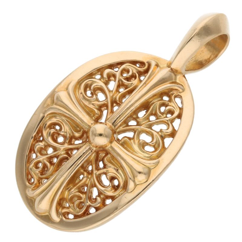 クロムハーツ Chrome Hearts   22K CLSC OVAL 古典派音楽オーバル ゴールド頸飾りいの一番(黄色ゴールド 9.05g)【817052】【聞き届ける15】【小物】【中古】bb415#rinkan*A