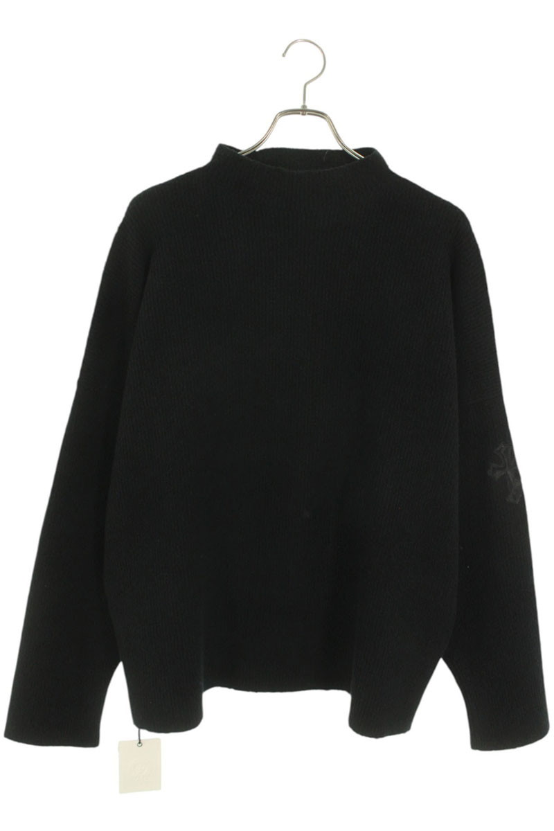 クロムハーツ Chrome Hearts 大きさ:MED/LRG ハラコクロスパッチハイネックカシミアニット(黒いこと)【210152】【SJ02】【メンズ】【中古】bb415#rinkan*S