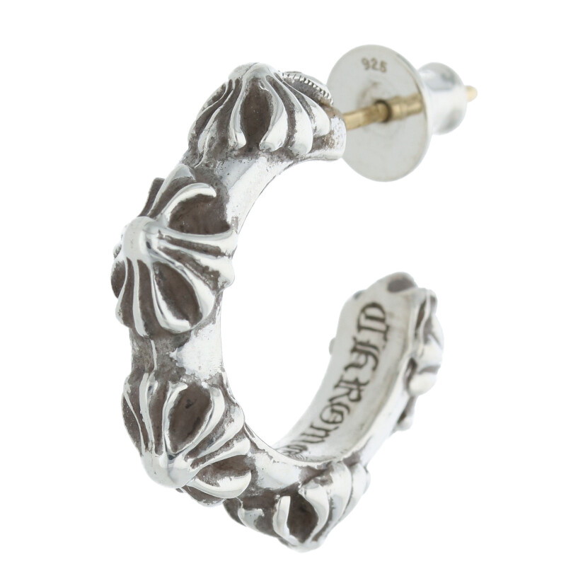 クロムハーツ Chrome Hearts   HOOP CROSS SML クロスバンドフープ しろがね色ピアス(しろがね色 5.22g)【037052】【os06】【小物】【中古】bb453#rinkan*B