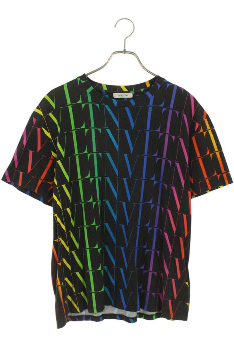 ヴァレンティノ VALENTINO サイズ:L  VV3MG08J73T VLTNタイムズプリントTシャツ(ブラック×マルチ)【213062】【OM10】【メンズ】【中古】bb422#rinkan*B