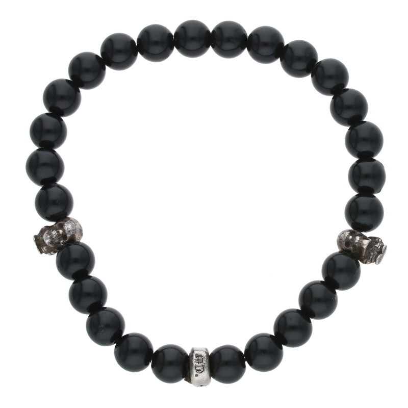 クロムハーツ Chrome Hearts   DELFINO BEAD 6MM 6粍ビーズ腕輪(黒いこと×しろがね色 総掛け目14.42g)【608052】【SS07】【小物】【中古】bb344#rinkan*B