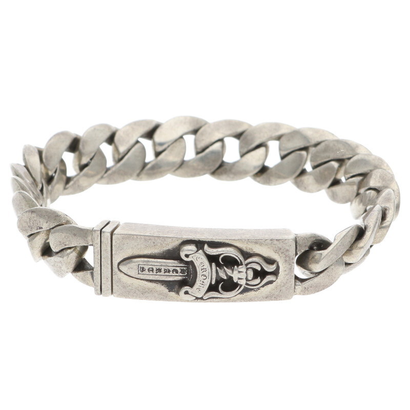 クロムハーツ Chrome Hearts 大いさ:18LINK  ID BBY DGGR もの言う花IDダガー しろがね色腕輪(しろがね色 41.75g)【519052】【SS07】【小物】【中古】bb82#rinkan*S