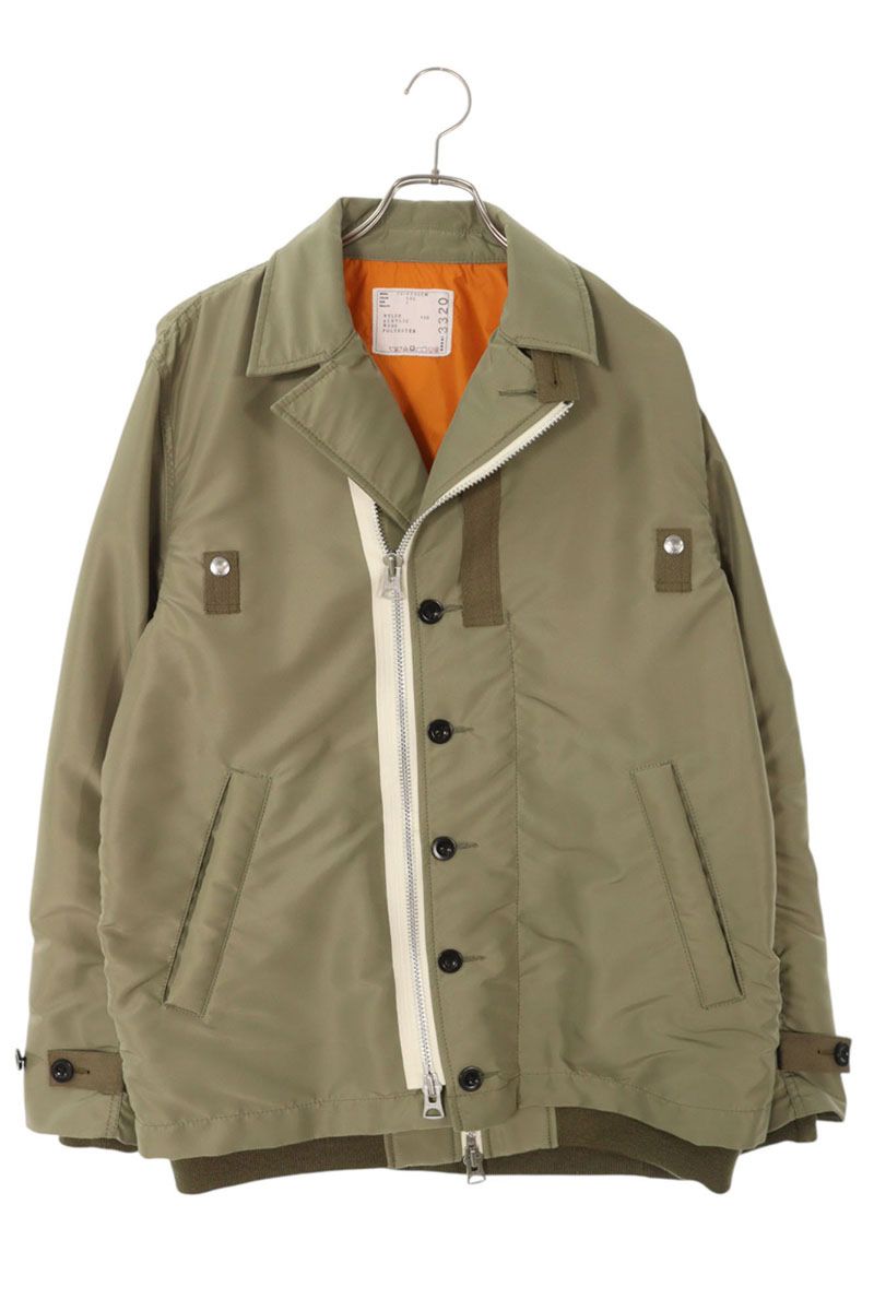 【関税・送料込】sacai ツートン クロップド ボンバージャケット Sacai Gonz ボンバージャケット | グリーン | FARFETCH JP