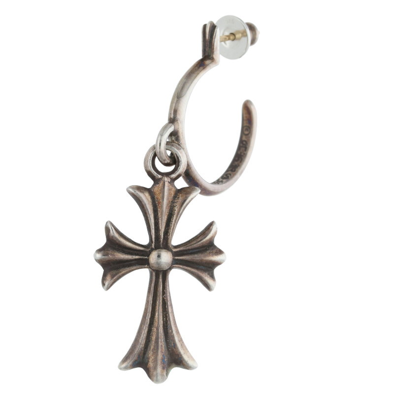 クロムハーツ Chrome Hearts   TINY CH CROSS タイニーCHはりつけ台フープ しろがね色ピアス(しろがね色 5.79g)【408052】【FK04】【小物】【中古】bb430#rinkan*B