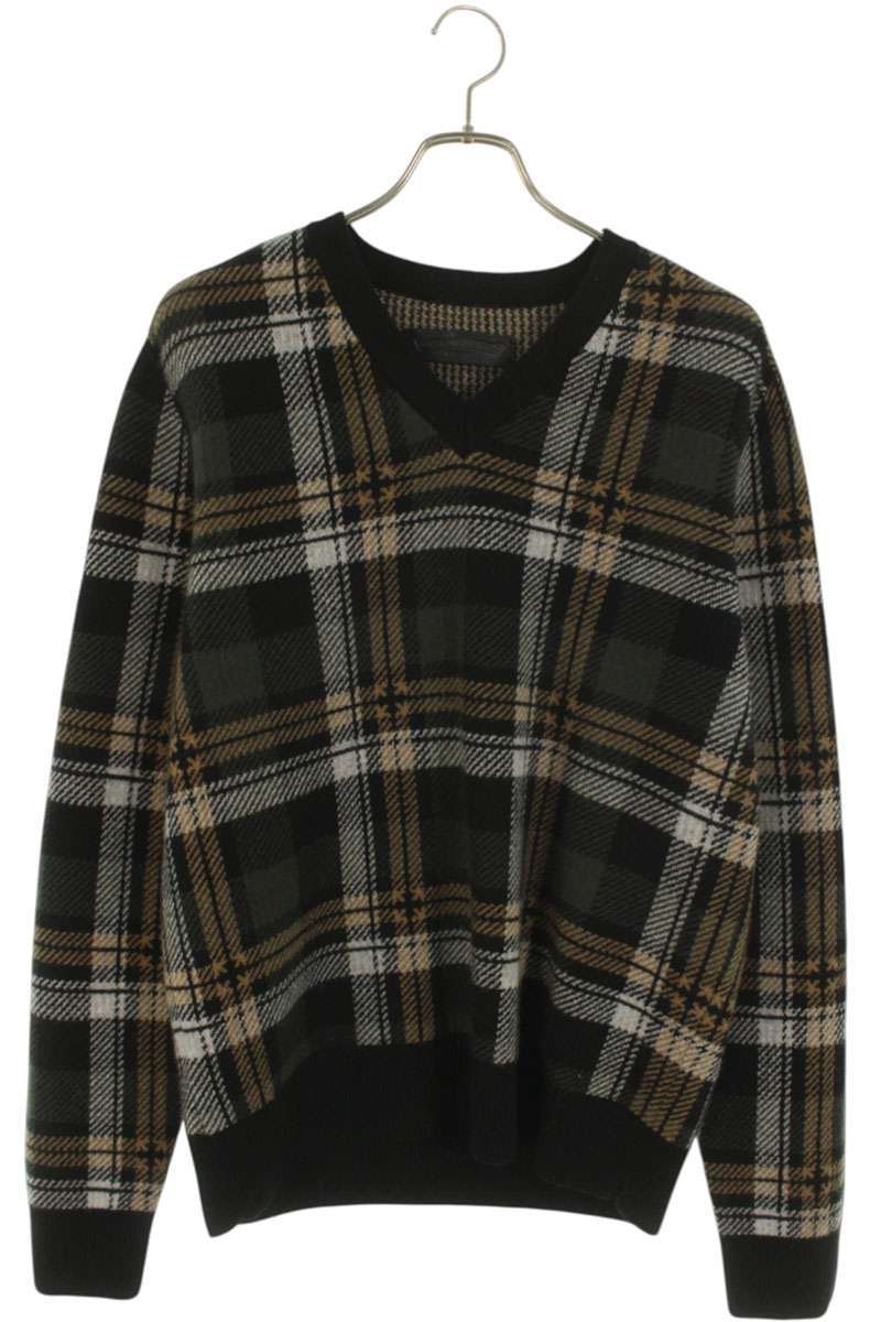 クロムハーツ Chrome Hearts 大きさ:M  BIG CITY 読み合わせる柄Vのど首編み物(黒いこと×黄色)【408052】【SJ02】【メンズ】【中古】bb17#rinkan*S