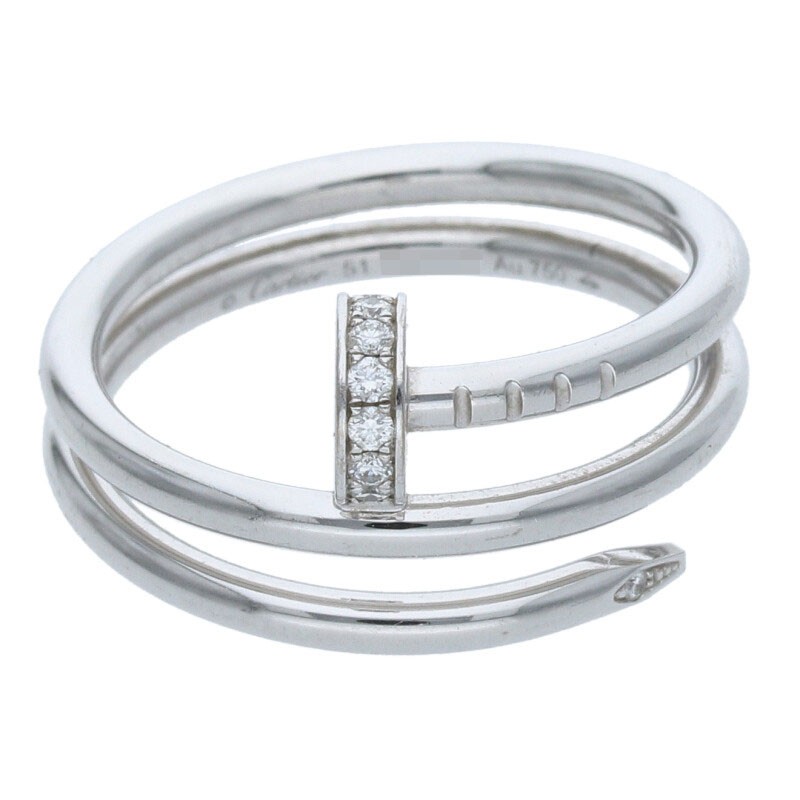 カルティエ Cartier　 サイズ:12号 JUSTE UN CLOU RING ジュストアンクル 18KWGハーフダイヤリング(ホワイトゴールド×クリア 5.76g)【808052】【GZ14】【小物】【中古】bb382#rinkan*B