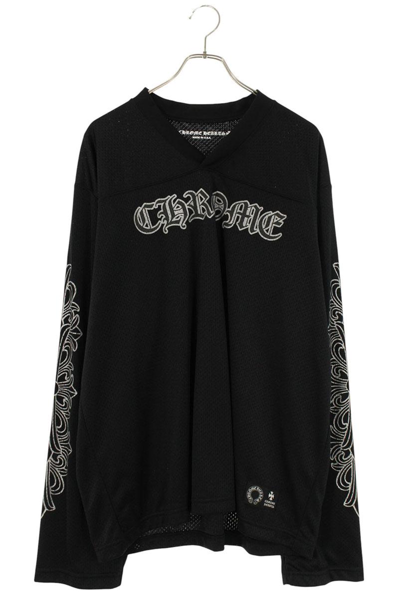 超レアークロムハーツ WARM UP JERSEY ロング M CHROME HEARTS MESH WARM UP JERSEY メッシュ クロス ロンT