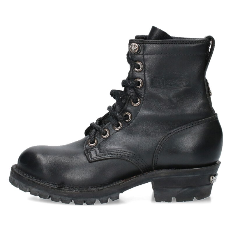 クロムハーツ Chrome Hearts ×ウエスコ WESCO 大きさ:7.5D  JOBMASTER ジョブマスター レザーブレードレースアップレザーブーツ(黒いこと×しろがね色)【118052】【SS07】【メンズ】【小物】【中古】bb406#rinkan*B