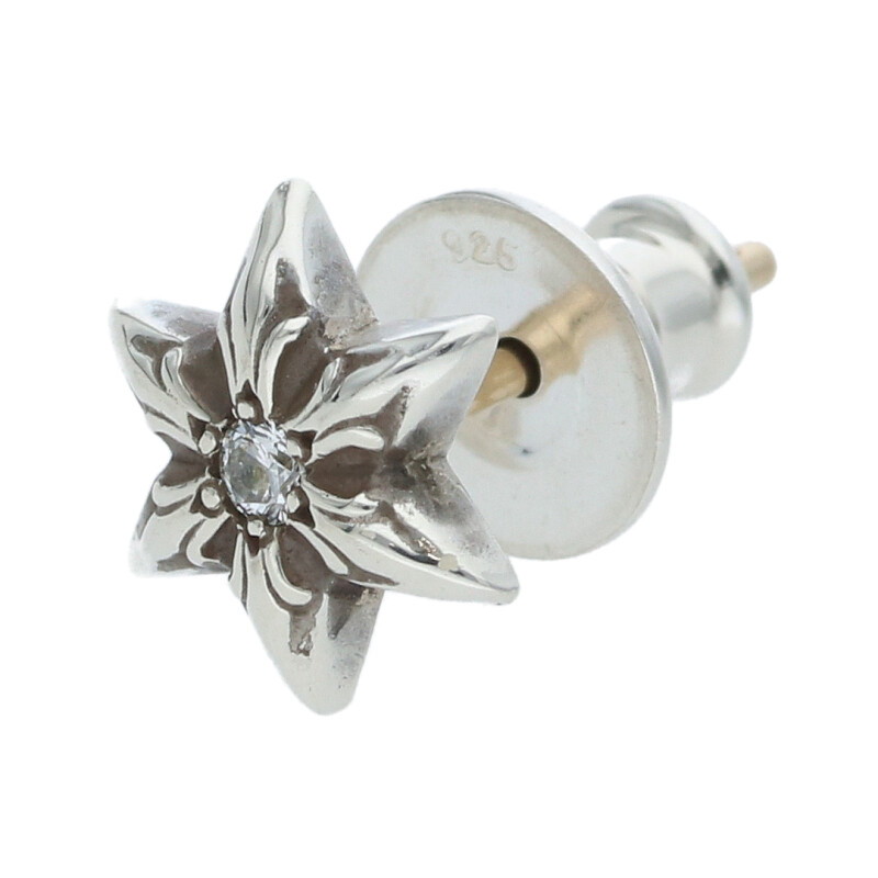 クロムハーツ Chrome Hearts   CO STAR DMND スタースタッド 1金剛石 しろがね色ピアス(しろがね色×せつ然たる 0.7g)【818052】【NO05】【小物】【中古】bb390#rinkan*B