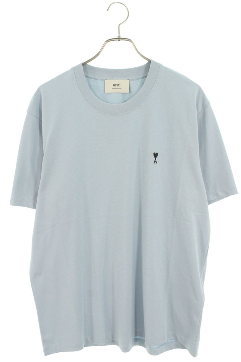 アミアレクサンドルマテュッシ AMI Alexandre Mattiussi　 サイズ:XL 25AW HTS346 ハートA刺繍Tシャツ(ライトブルー)【518052】【SB01】【メンズ】【新古品】bb78#rinkan*N