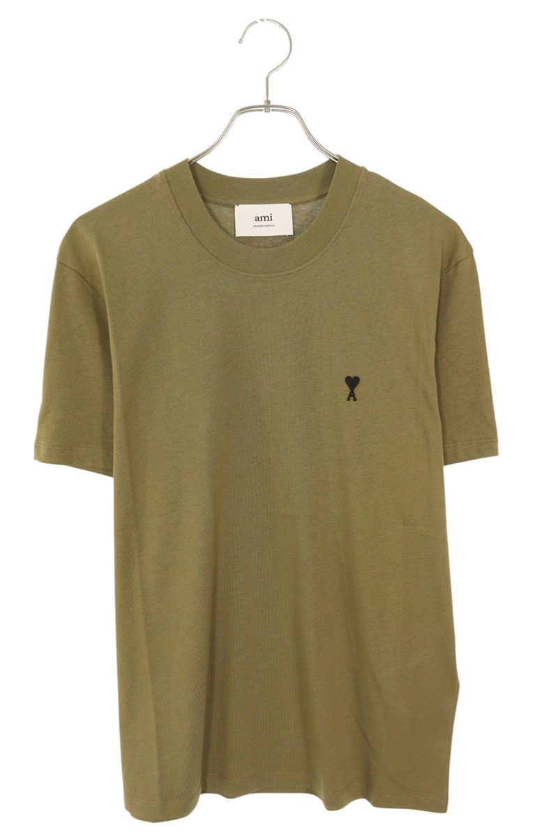 アミアレクサンドルマテュッシ AMI Alexandre Mattiussi　 サイズ:S 25AW HTS346 ハートA刺繍Tシャツ(オリーブ)【923062】【OM10】【メンズ】【新古品】bb20#rinkan*N