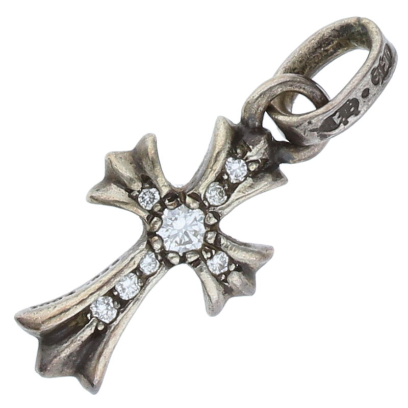 クロムハーツ Chrome Hearts　 CRS BBYFAT P DMND ベイビーファット PAVEダイヤ チャーム シルバーネックレストップ(シルバー×クリア 1.84g)【718052】【GZ11】【小物】【中古】bb396#rinkan*B