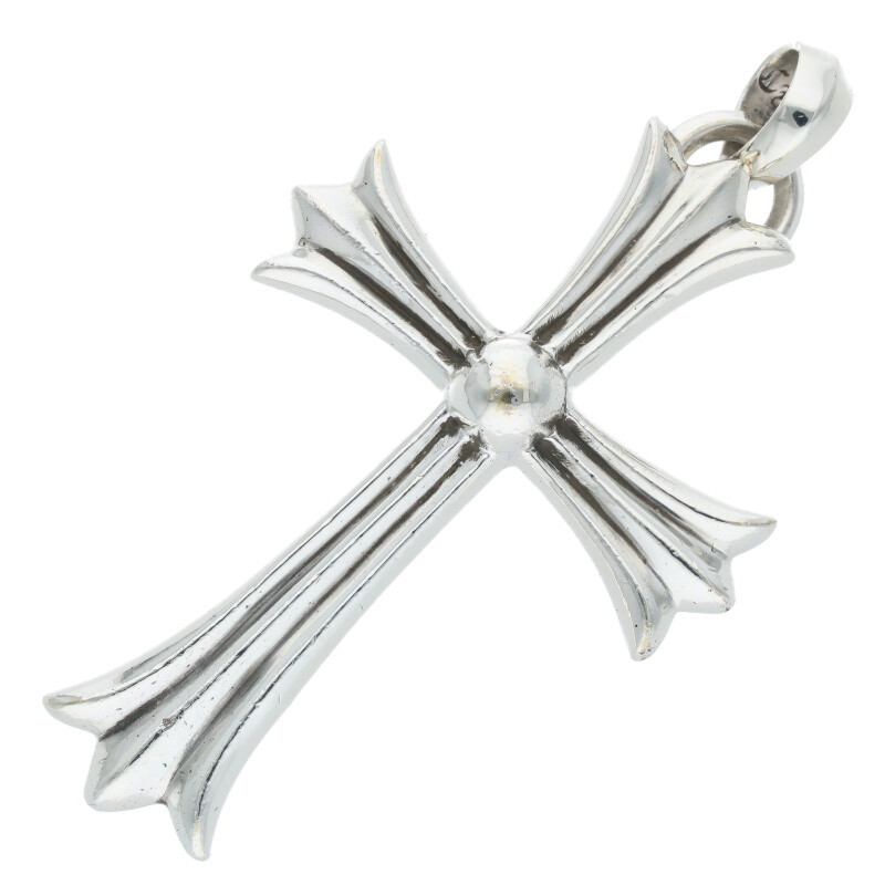 クロムハーツ Chrome Hearts   CH CRS LG W BALE ラージCH差し交わす Wベイル しろがね色首飾りいの一番(しろがね色 44.92g)【105062】【聞き入れる15】【小物】【中古】bb212#rinkan*B