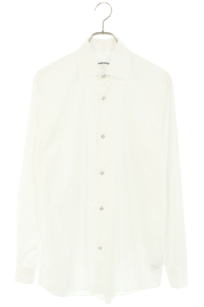 クロムハーツ Chrome Hearts サイズ:38 BSフレアボタンコットン長袖シャツ(ホワイト×シルバー)【528052】【SS07】【メンズ】【中古】bb17#rinkan*A|RINKAN