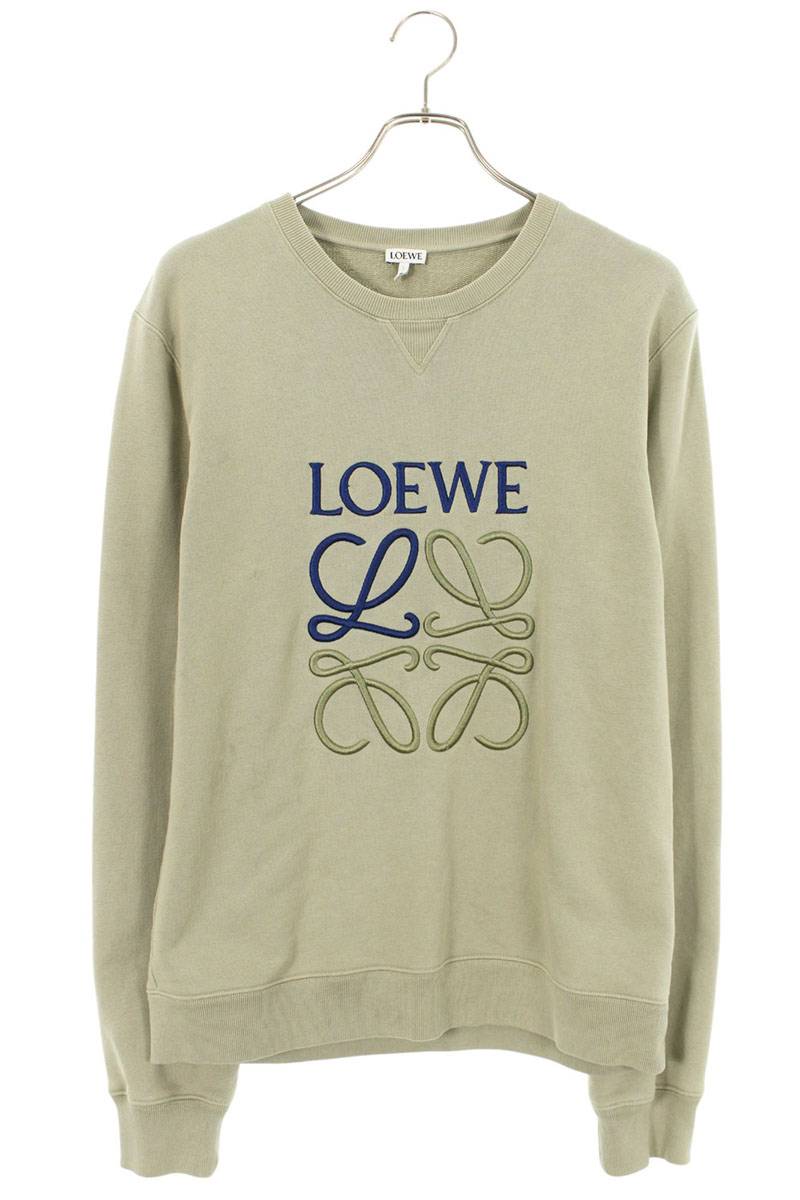 ロエベ LOEWE 大きさ:L  H526Y24X10 アナ瓦刺しゅうクルーネックスウェット(カーキ調)【520152】【SB01】【メンズ】【中古】bb127#rinkan*B