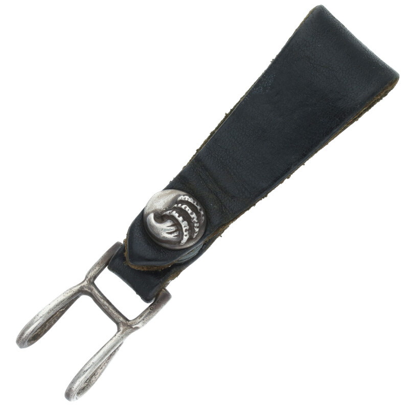 クロムハーツ Chrome Hearts BELT LOOP クロウボールボタンレザーベルトループ(ブラック×シルバー 総重量21.87g)【728052】【SJ02】【小物】【中古】bb17#rinkan*B