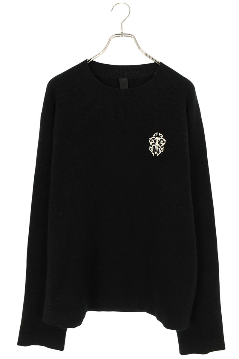 クロムハーツ Chrome Hearts 大いさ:M ヴァインダガー刺しゅうカシミヤ編み物(黒いこと×しろがね色)【500152】【SJ02】【メンズ】【中古】bb209#rinkan*A