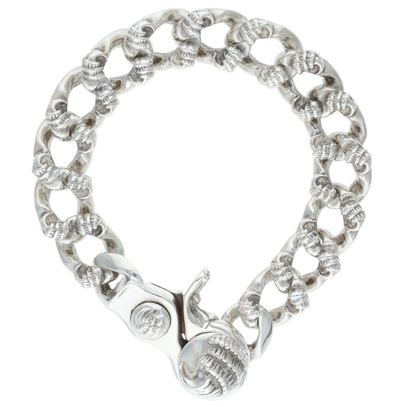 クロムハーツ Chrome Hearts 大いさ:14LINK  CROW CHN LNK クロウリンククリップ しろがね色腕輪(しろがね色 132.86g)【209052】【SS07】【小物】【中古】bb14#rinkan*B