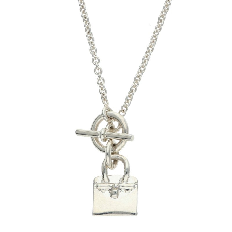 エルメス HERMES   アミュレット 赤ちょうちんキン しろがね色首飾り(しろがね色 10.82g)【101152】【OM10】【小物】【中古】bb132#rinkan*B ネックレス・ペンダント-ジュエリー・アクセサリー