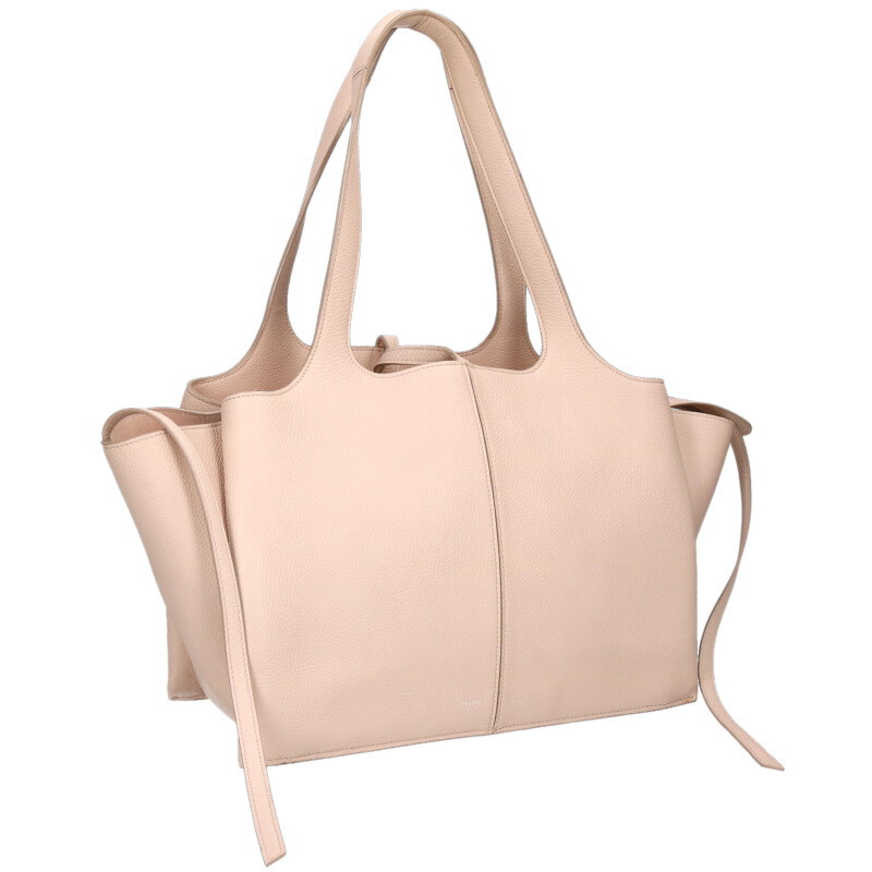 セリーヌ CELINE　 トライフォールドミディアム レザートートバッグ(ベージュ)【609052】【BS99】【小物】【中古】bb51#rinkan*B