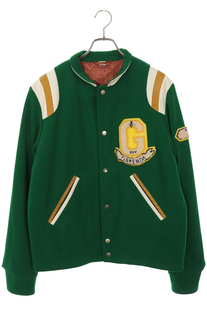 GUCCI グッチ スカジャン 緑 グレー 44 GUCCI 国内正規/トムフォード期 グッチ 03SS 110493 シルク100