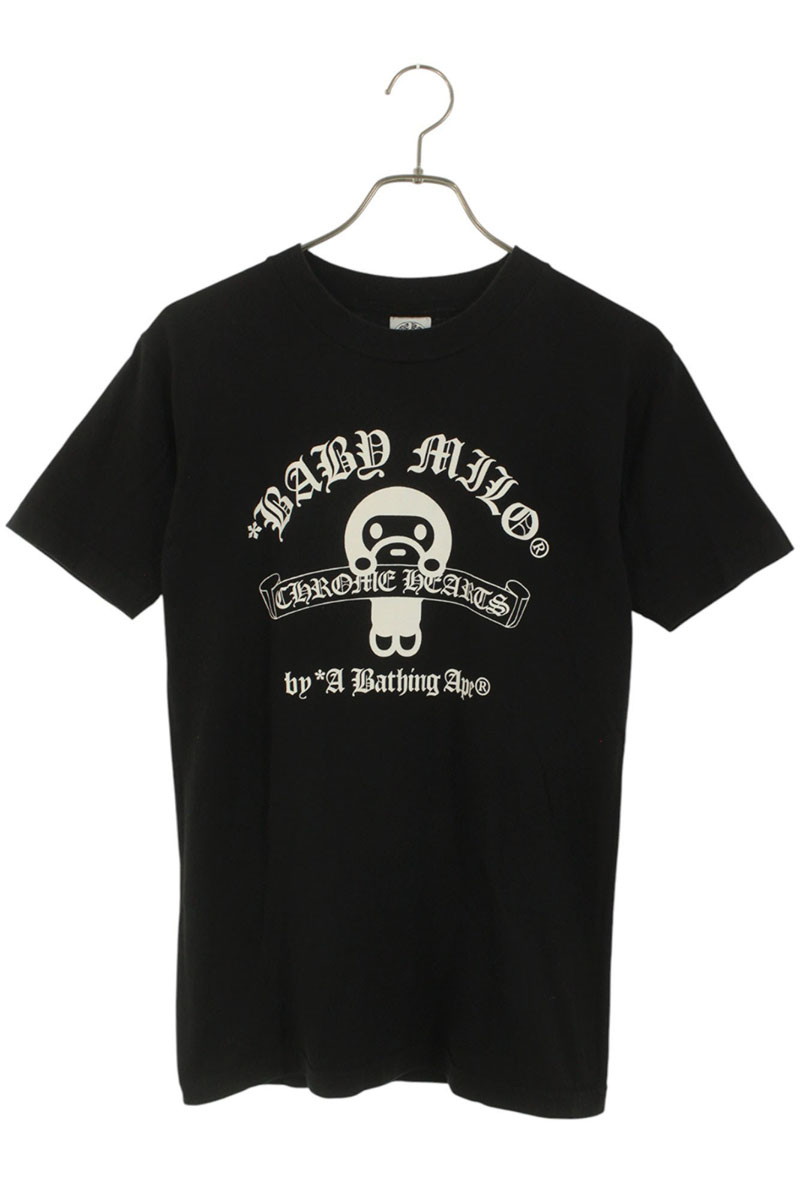 CHROME HEARTS Tシャツ 半袖 APE ベビーマイロ ブラック S A BATHING APE - CHROME HEARTS Tシャツ 半袖 APE ベビーマイロ