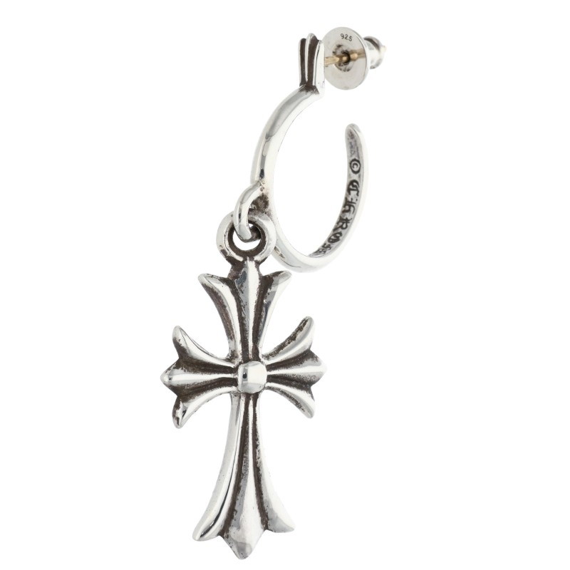 クロムハーツ Chrome Hearts   TINY CH CROSS タイニーCHはりつけ台フープ しろがね色ピアス(しろがね色 5.85g)【509052】【SJ02】【小物】【中古】bb92#rinkan*B