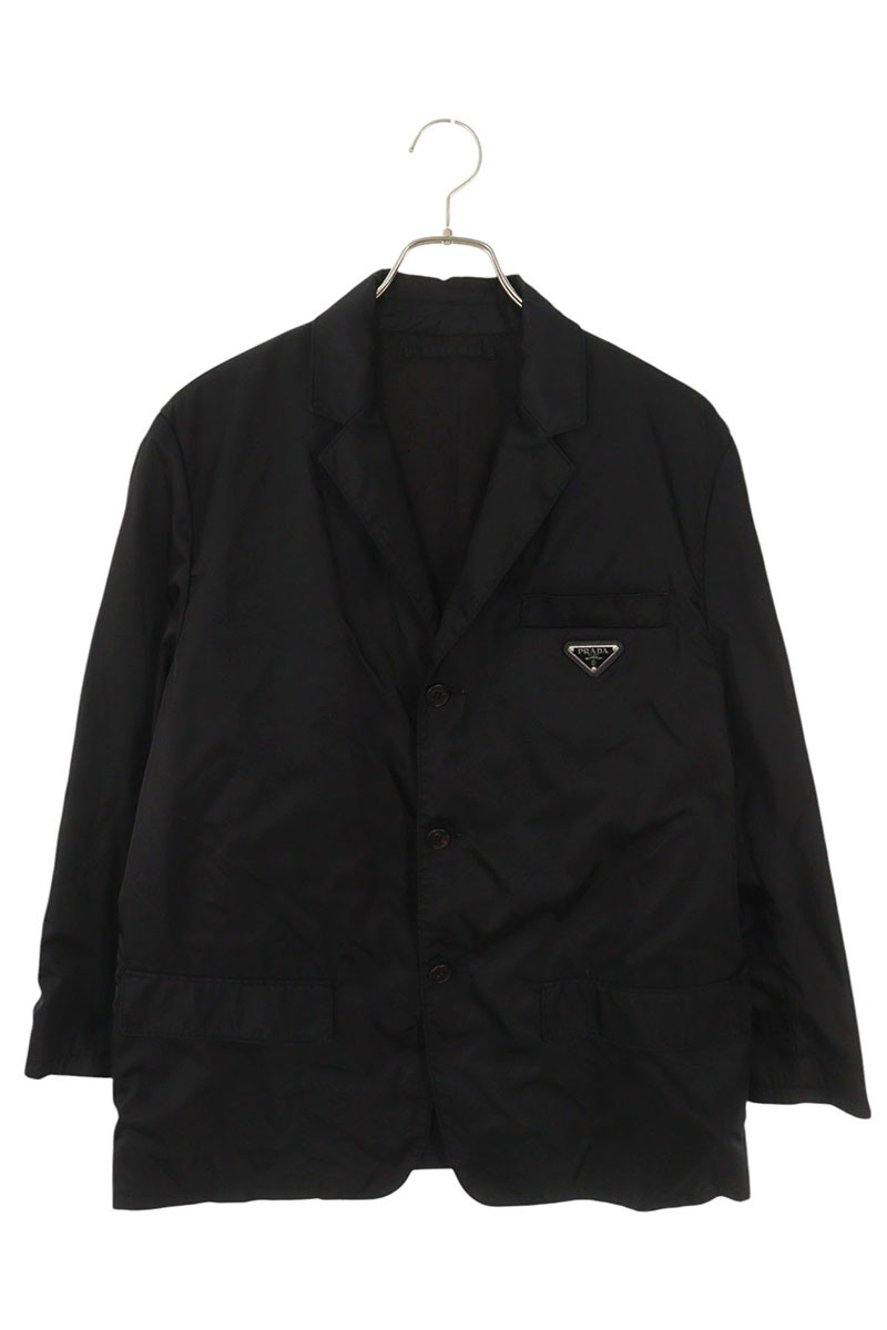 【美品】PRADA テーラードジャケット 比翼 40 黒 プラダスポーツ(PRADA SPORTS)|ナイロン2Bテーラードジャケット