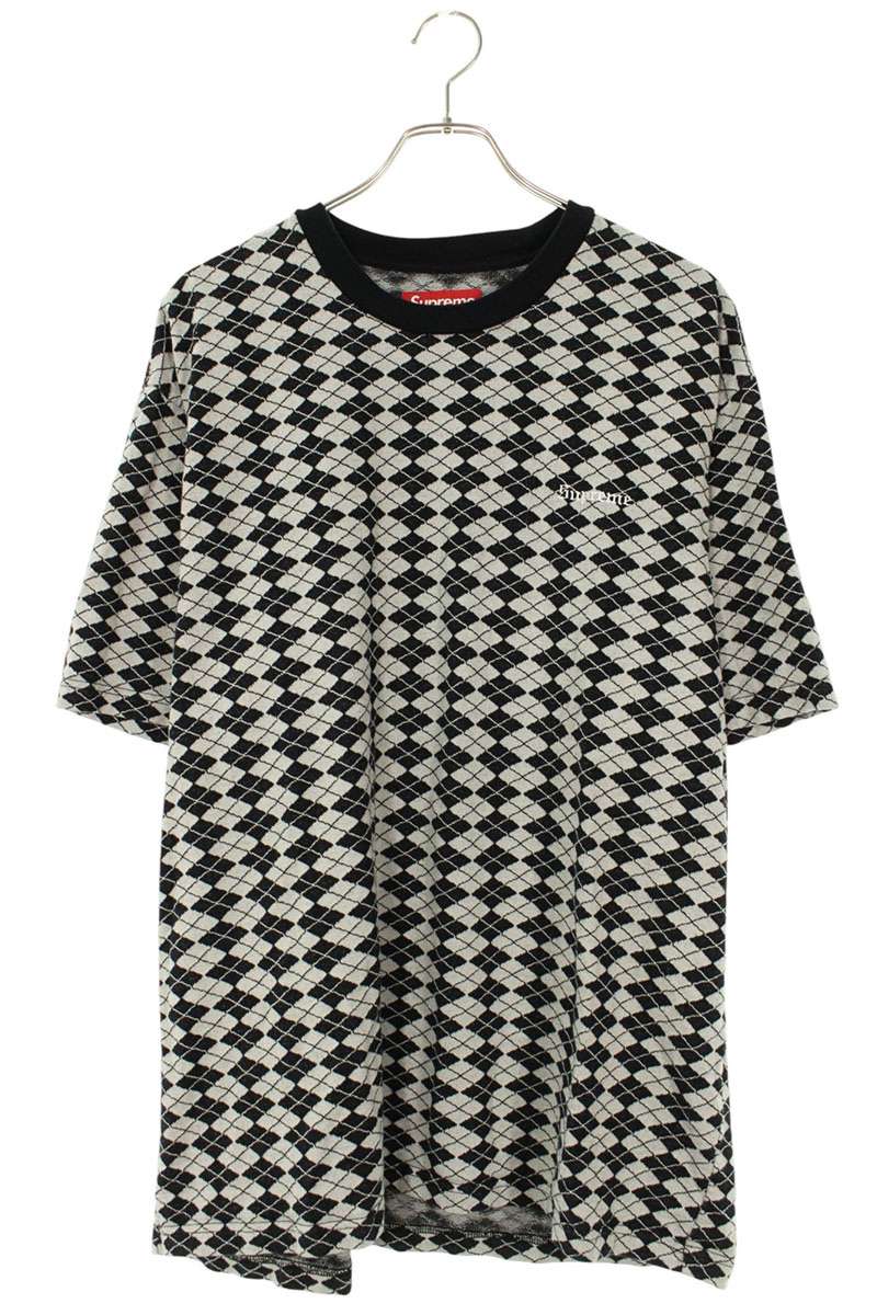 シュプリーム SUPREME 大きさ:XL  25SS  Diamond Jacquard Tee ロゴタイプ刺しゅう総柄ジャカードティーシャツ(黒いこと×薄墨色)【215062】【SB01】【メンズ】【中古】bb384#rinkan*B