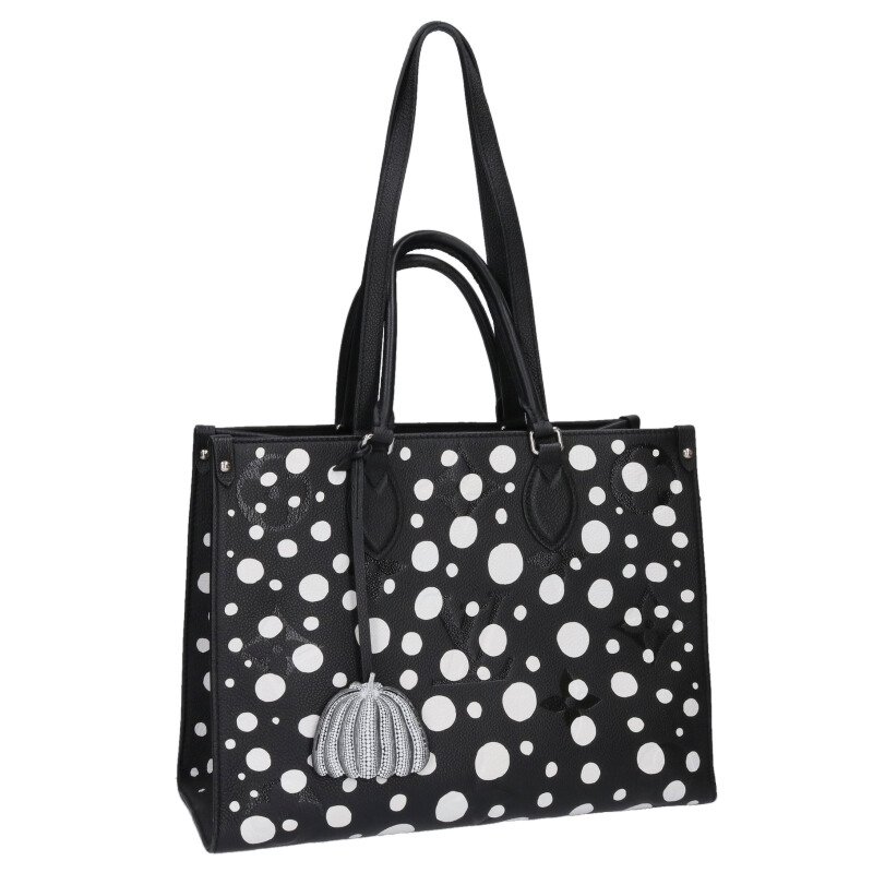 ルイヴィトン LOUISVUITTON 大きさ:MM  M46389 オンザゴーMM 点点青写真2WAYなめし革ハンドバック(黒いこと×白いこと)【420152】【OM10】【小物】【中古】bb17#rinkan*B