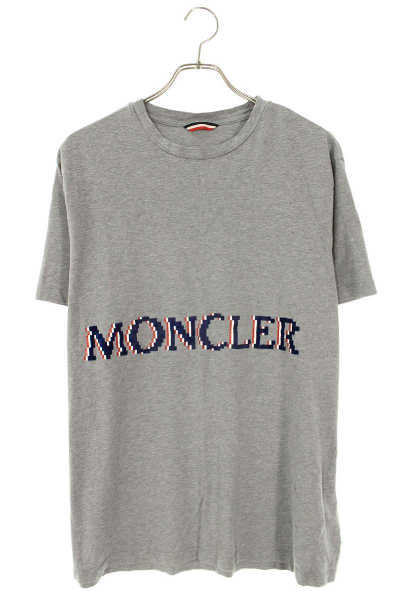 モンクレール MONCLER　 サイズ:XXL MAGLIA T-SHIRT E20918004750 ドットロゴTシャツ(グレー)【923062】【OM10】【メンズ】【中古】bb187#rinkan*B