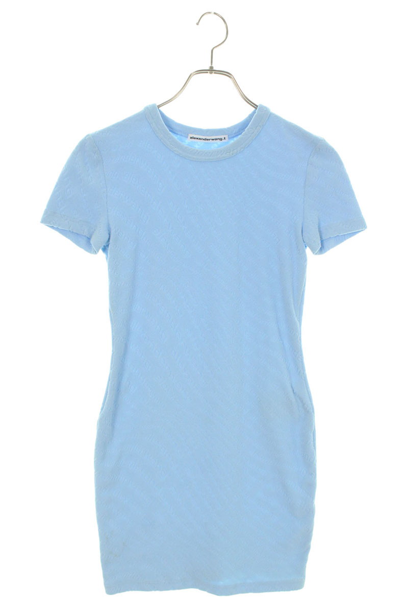 アレキサンダーワン ALEXANDER WANG　 サイズ:XS 4CC1246235 総ロゴショートワンピース(ライトブルー)【100152】【BS99】【レディース】【中古】bb132#rinkan*B