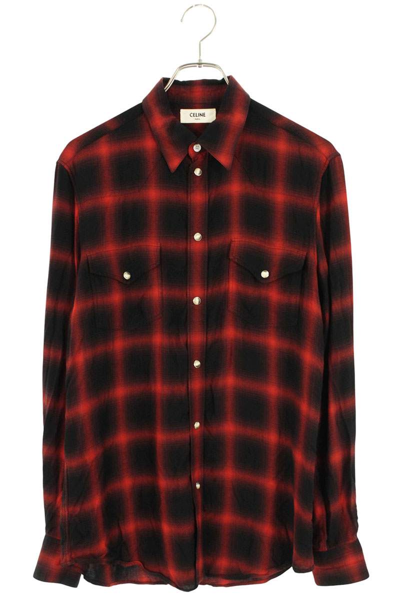 セリーヌ　長袖チェックシャツ中古美品 CELINE（チェック ・ シャツ/ブラウス(長袖/七分)）のフリマ