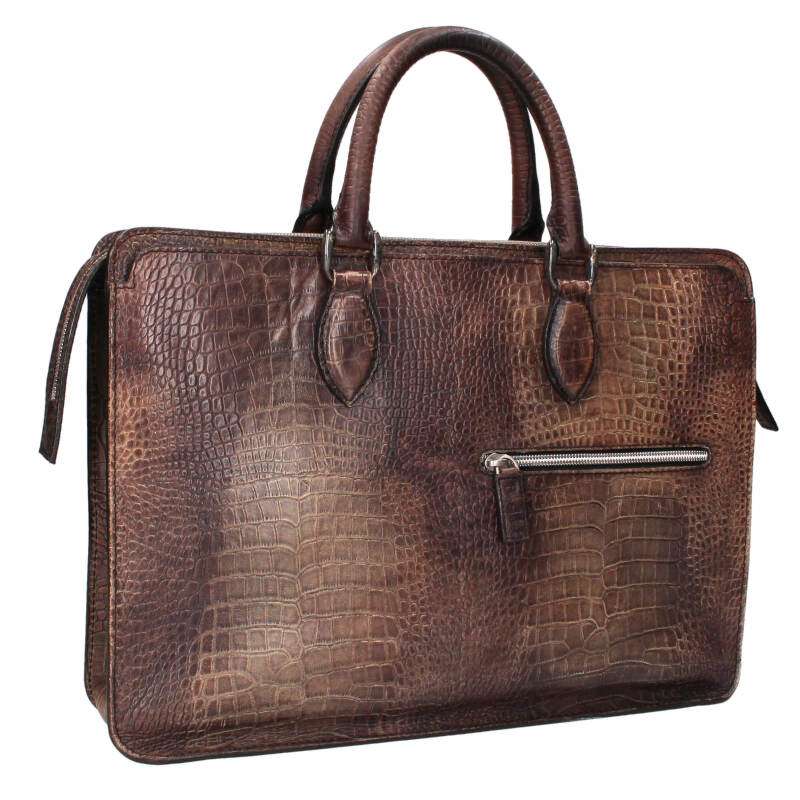 ベルルッティ Berluti   アンワット秒 クロコレザーハンドバッグ(赤銅色調)【629052】【BS99】【小物】【中古】bb459#rinkan*C