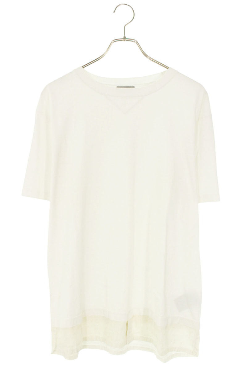 ディオール DIOR　サイズ:M 21SS 113J632A0677 オブリークシャツレイヤードTシャツ(ホワイト)【114062】【SB01】【メンズ】【中古】bb380#rinkan*B｜RINKAN