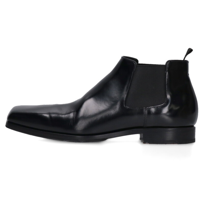 PRADA プラダ サイドゴアブーツ 本革 ブラック 黒 25.5 サイズ6 Prada＊Brushed leather booties サイドゴアブーツ 5cm＊送料込 (PRADA