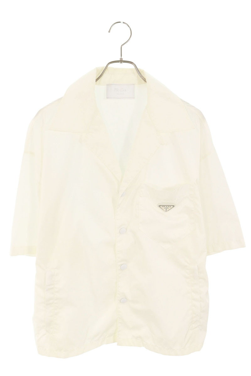 PRADA ベージュ 半袖 シルクシャツ　サイズ42 PRADA ベージュ 半袖 シルクシャツ サイズ42