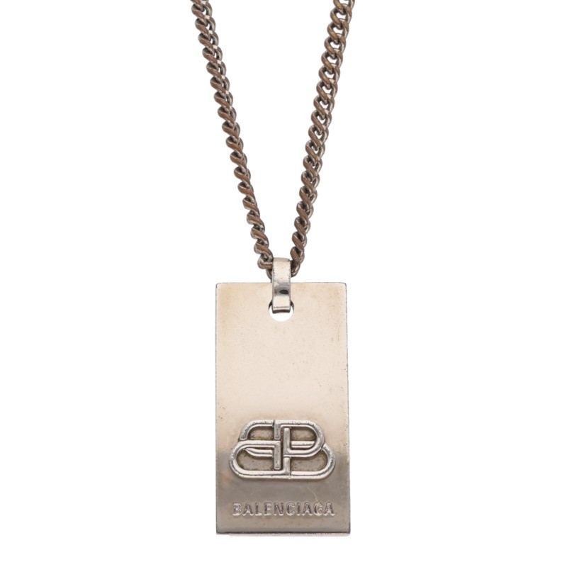 【本日限定お値下げ】BALENCIAGA メタルチェーンネックレス BALENCIAGA - 美品 バレンシアガ ロゴ ネックレス メンズ 銀 シルバー