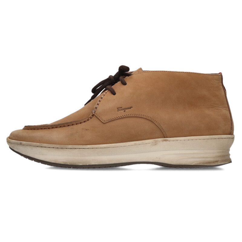 サルバトーレフェラガモ Salvatore Ferragamo　 サイズ:7.5 スウェードチャッカシューズ(ブラウン)【200152】【BS99】【メンズ】【小物】【中古】bb379#rinkan*C