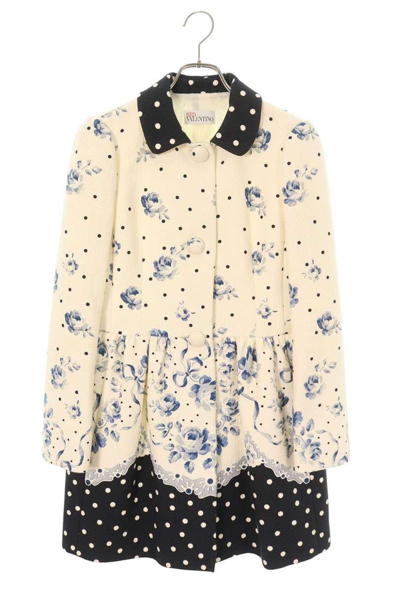 レッドヴァレンティノ RED VALENTINO 大きさ:40  GR337415-V50165R フラワーデザインドットトレンチコート(白いこと×米国海軍)【800152】【BS99】【レディース】【中古】bb429#rinkan*D