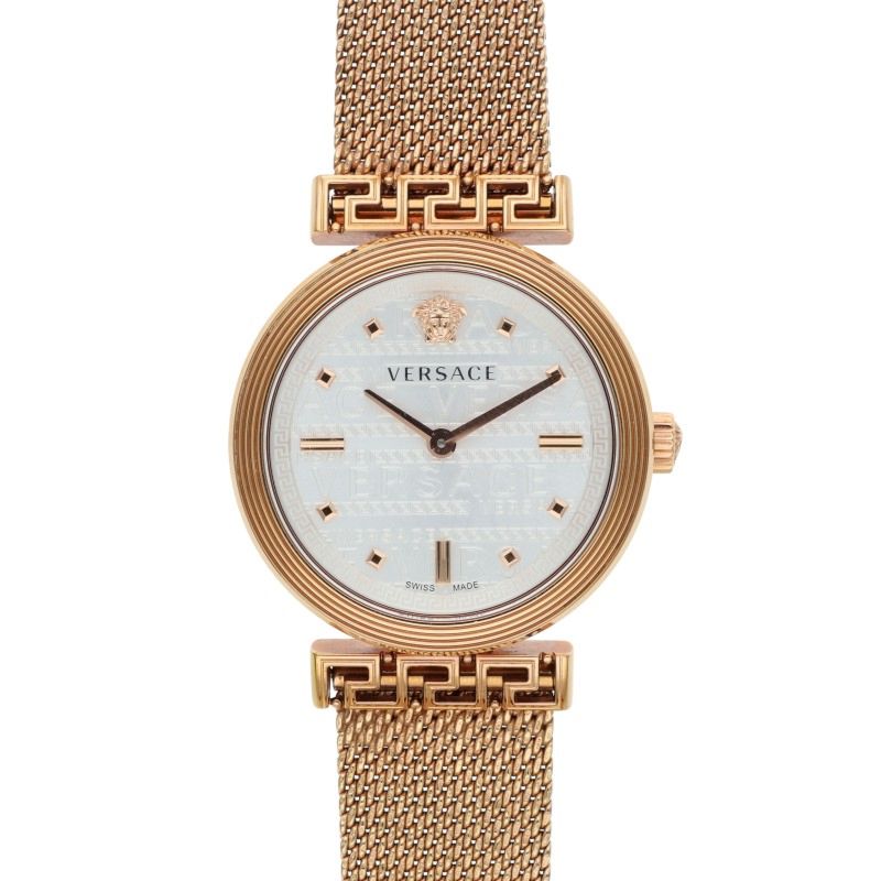ヴェルサーチェ Versace 大いさ:34粍  VELW00620 ミーアンダー SSしろがね色文字記号盤水晶ウオッチ(ゴールド×しろがね色)【102152】【BS99】【小物】【中古】bb30#rinkan*A 腕時計-レディース腕時計