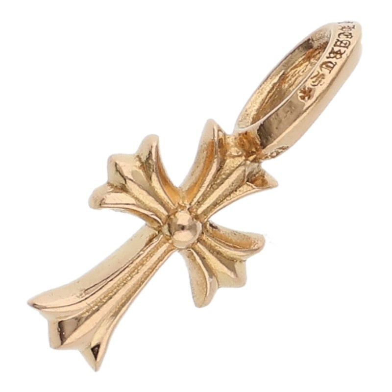 クロムハーツ Chrome Hearts　 22K STACK CH CROSS V2 CHクロススタックチャーム ゴールドネックレストップ(イエローゴールド 1.58g)【300152】【SS07】【小物】【中古】bb460#rinkan*B ｜RINKAN